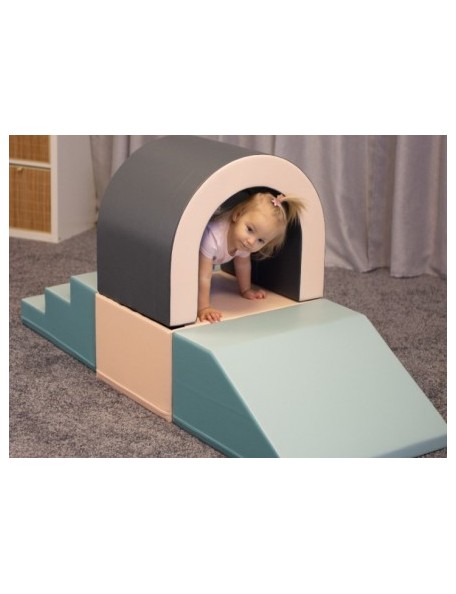 Parcours motricité tunnel Sunset - 3 - Parcours de motricité passage tunnel avec 4 modules en mousse de couleurs pastel.
C'est 