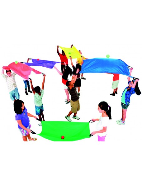 Jeu des 6 parachutes duo, matériel de lot de 6 parachutes duo pour jeux coopératifs des enfants